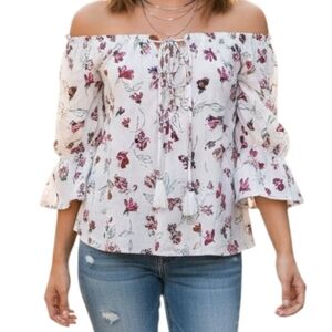 Bailey + Chloe Floral Off-the-Shoulder Boho Blouse Large